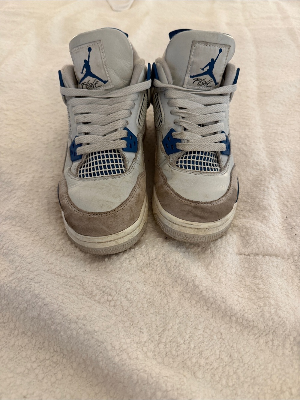 Jordan 4 Kids White and Blue Retro Sneakers